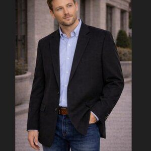 Chaps Ralph Lauren 46R Black Faux Suede Blazer Mens Lined Sport Coat Classic